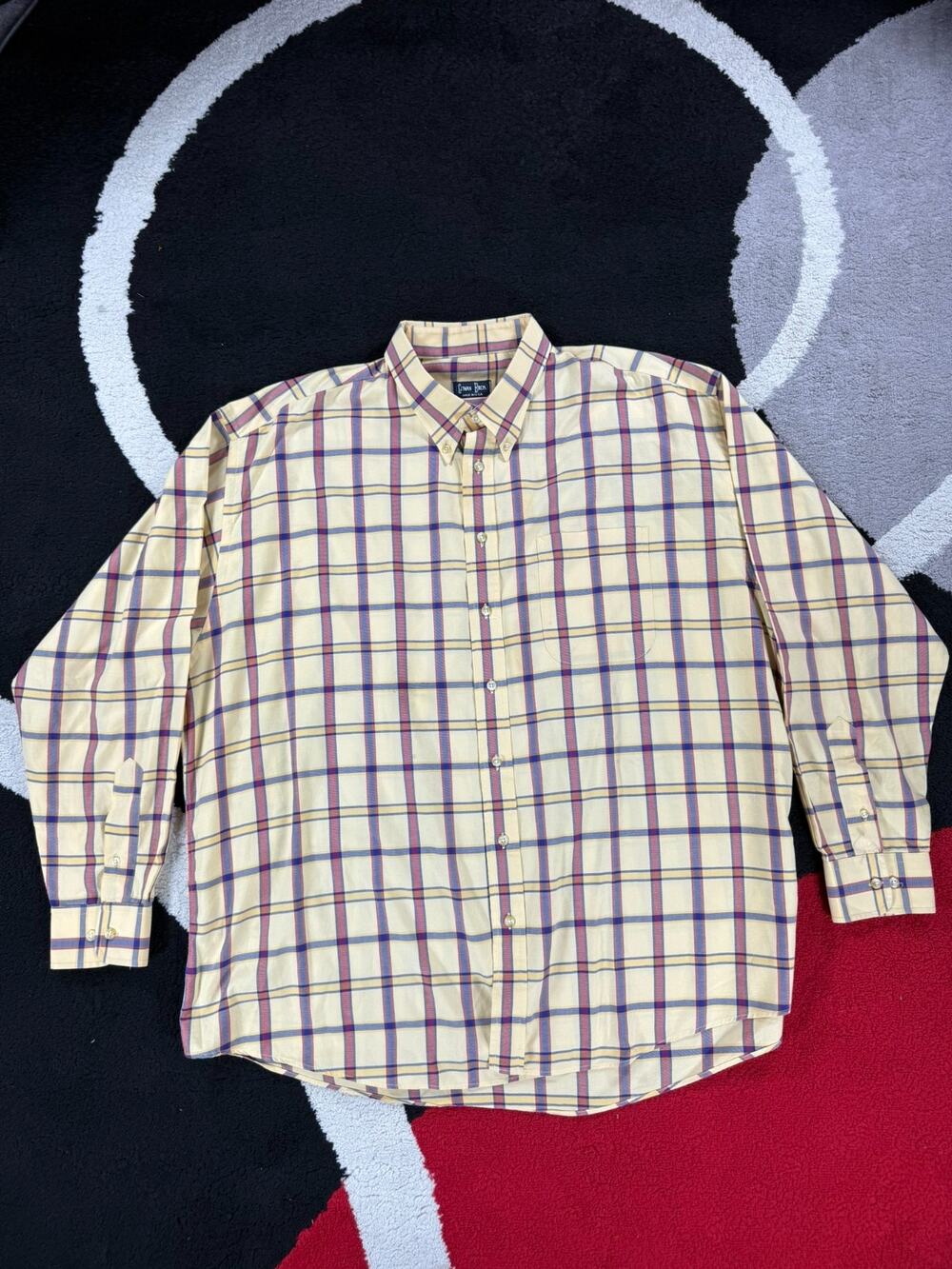 VINTAGE Gitman Bros Shirt Mens XXL Yellow Plaid USA Made Cotton Button Down